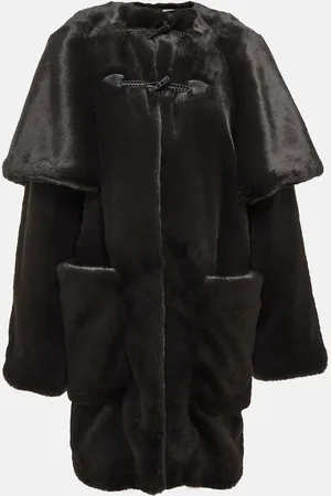 Alaïa Leather-trimmed faux fur coat