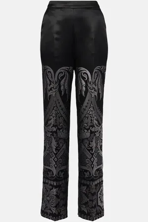 Etro Printed silk-blend wide-leg pants