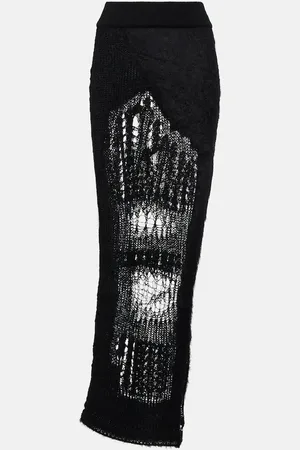 Rick Owens Distressed mohair-blend maxi skirt