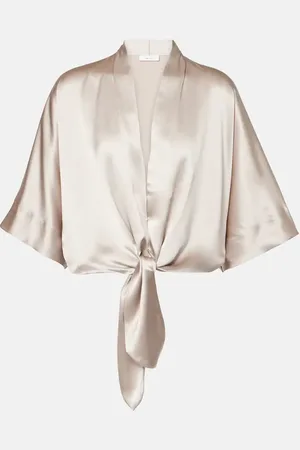 The Sei Gathered silk satin blouse