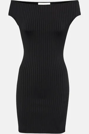 Ami Ribbed-knit off-the-shoulder minidress