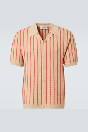 King & Tuckfield Striped knitted wool bowling shirt