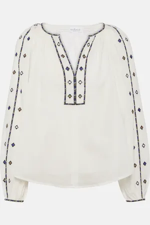 Velvet Tina embroidered cotton top