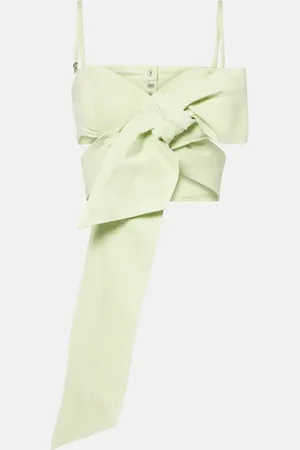 BLUMARINE Bow-detail denim top