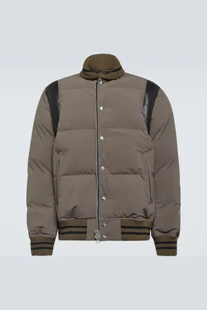 SACAI Leather-trimmed padded bomber jacket