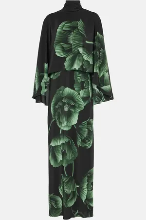JOHANNA ORTIZ Floral embroidered silk gown with cape