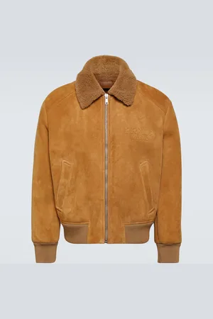 Prada Shearling-trimmed suede bomber jacket