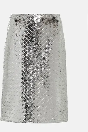 Bottega Veneta Intrecciato leather midi skirt