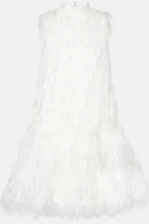 Roksanda Bridal Odette faux feather-trimmed silk minidress