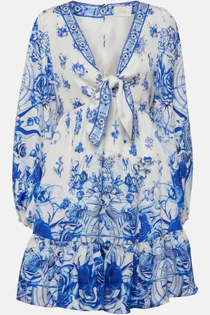 Camilla Tie-detail silk minidress