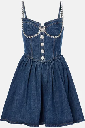Self-Portrait Embellished denim minidress