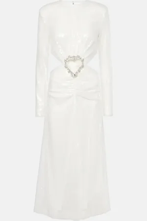 ROTATE Bridal sequined cutout midi dress