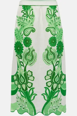Farm Rio Color Festival printed linen midi skirt