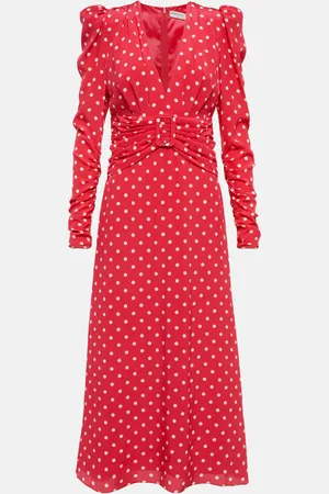 Alessandra Rich Polka-dot silk midi dress