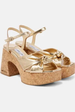Jimmy Choo Heloise 95 metallic leather wedge sandals