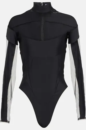 MUGLER Mesh-paneled bodysuit