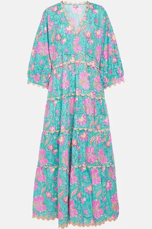 Juliet Dunn Colorblocked cotton poplin maxi dress