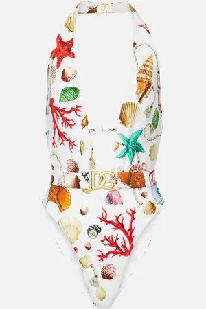 Dolce & Gabbana Capri printed halterneck swimsuit