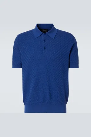 BRIONI Cotton, silk, and cashmere polo shirt