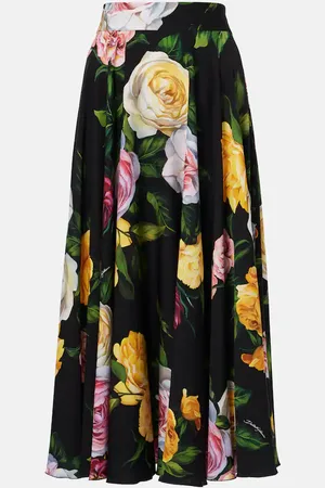 Dolce & Gabbana Floral silk-blend charmeuse midi skirt