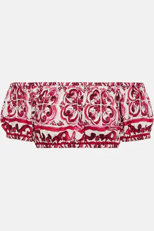 Dolce & Gabbana Printed off-shoulder cotton crop top