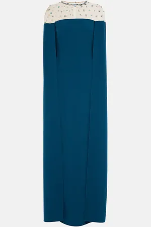 Safiyaa Ambere embroidered cape-detail gown