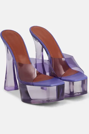 Amina Muaddi Dalida Glass PVC platform mules