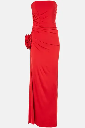 MAGDA BUTRYM Floral-appliquÃ© ruched jersey maxi dress