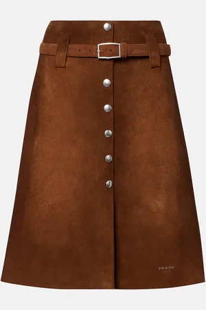 Prada Belted suede midi skirt