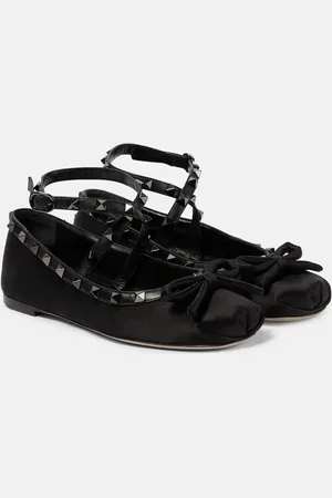 VALENTINO GARAVANI Rockstud satin ballet flats