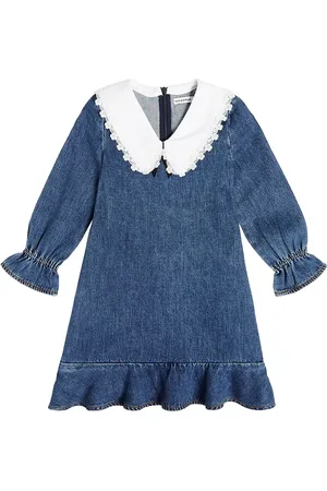 Self-Portrait Lace-trimmed denim dress