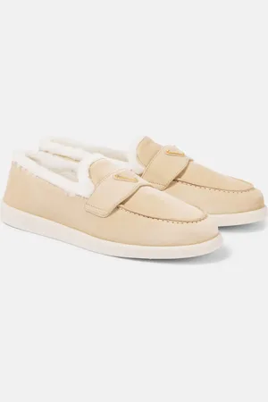 Prada Shearling-lined suede loafers