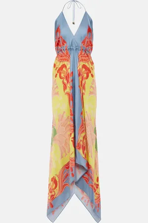 Etro Printed halterneck silk beach dress