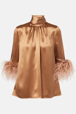 Dolce & Gabbana Feather-trimmed silk satin blouse