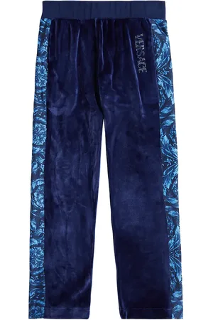 VERSACE Barocco embellished velvet track pants