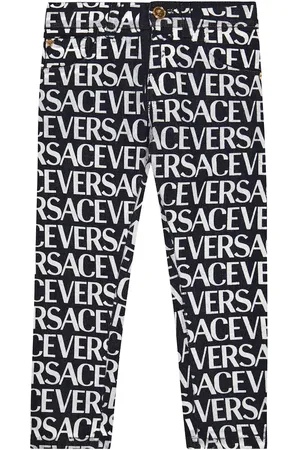 VERSACE Logo print cotton jeans