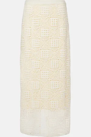 SIR Rayure crochet cotton maxi skirt