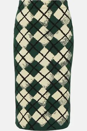 Burberry Checked cotton midi skirt