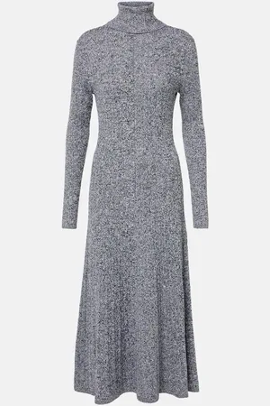 Joseph Ribbed-knit turtleneck wool and silk dress