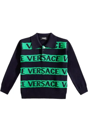 VERSACE Logo wool polo sweater