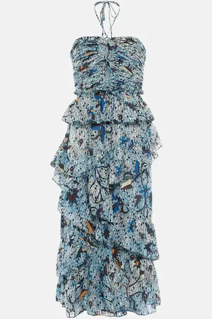 ULLA JOHNSON Simona printed cotton-blend midi dress