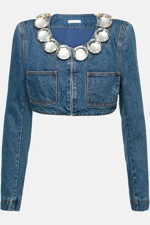 AREA Embellished cropped denim jacket