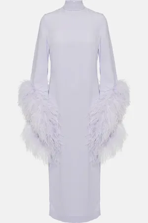 ‎Taller Marmo‎ Del Rio feather-trimmed crÃªpe midi dress
