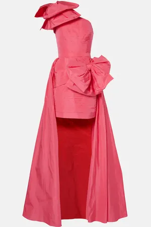 Elie saab Bow-detail draped pleated taffeta minidress