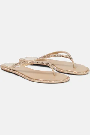 RENE CAOVILLA Diana embellished satin thong sandals
