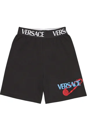 VERSACE Logo-embroidered cotton jersey shorts