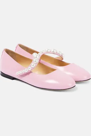 Mach & Mach Sirene faux pearl leather Mary Jane flats