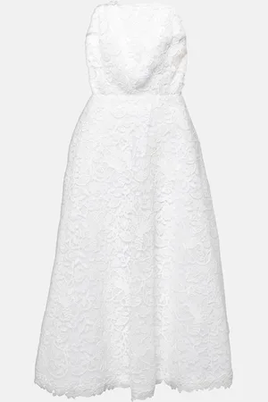 Carolina Herrera Strapless floral lace midi dress