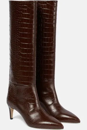 PARIS TEXAS Croc-effect leather knee-high boots