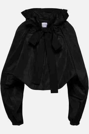 Patou Ruffled off-shoulder faille crop top